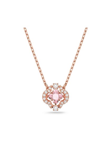 Una Kolye, Yonca, Pembe, 18k pembe altın rengi yüzey