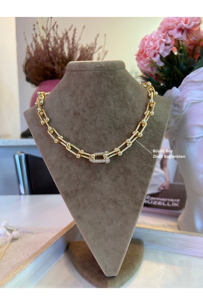 Vip Steel Gold Hardwear Zircon Stone Oversize Chain Necklace
