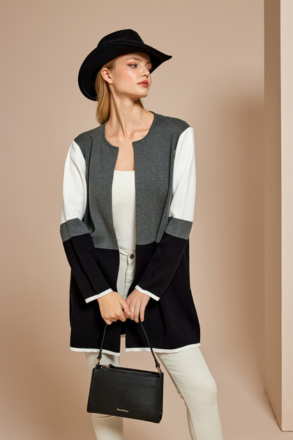 Color Block Long Knitwear Cardigan
