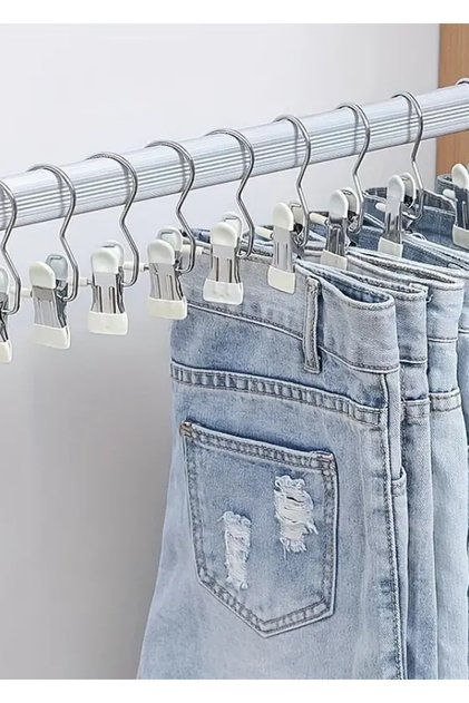 1Pc Stainless Steel Laundry Pegs Hanger with Hook Portable Hanging Clothes Clip Clothes Organizer