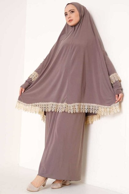 Seasonal Double Piece Women's Hijab Embroidered Prayer Dress, Anti-Sweat Prayer Clothing