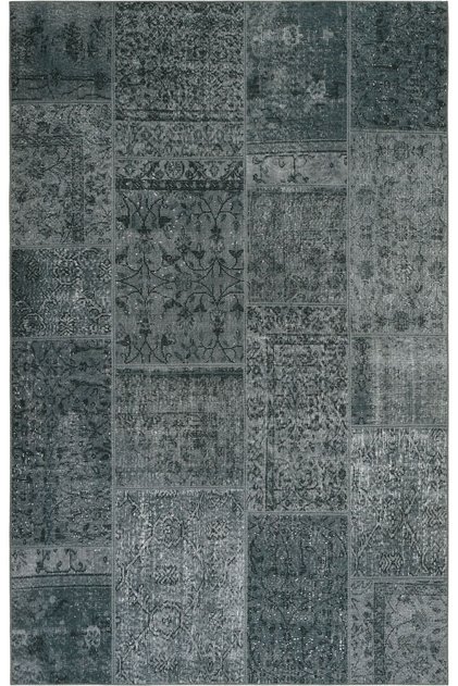 Carnival Gri Halı Patchwork Halı Yolluk Eskitme Dijital Baskı Halı Makinede Yıkanabilir Vintage Halı