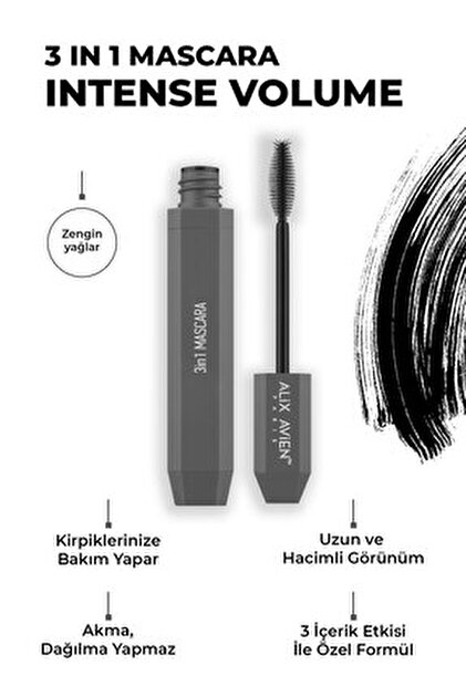 Alix Avien Uzunluk Verici Ve Besleyici Siyah Maskara Curl Queen