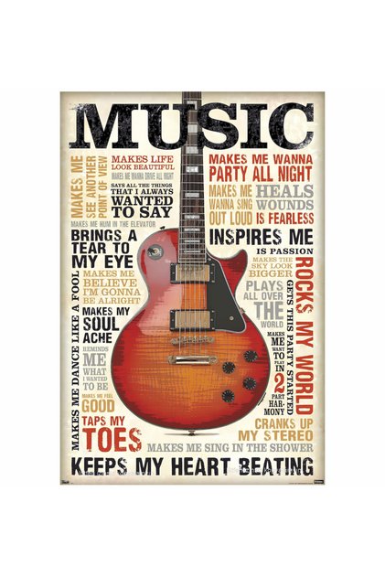 Guitar Music Home Decoration Painting Retro Wood Poster