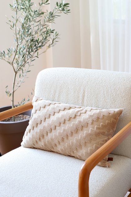 Bohemian Custom Design Zigzag Natural Punch Ponch Pattern Rectangular Decorative Throw Pillow Cover