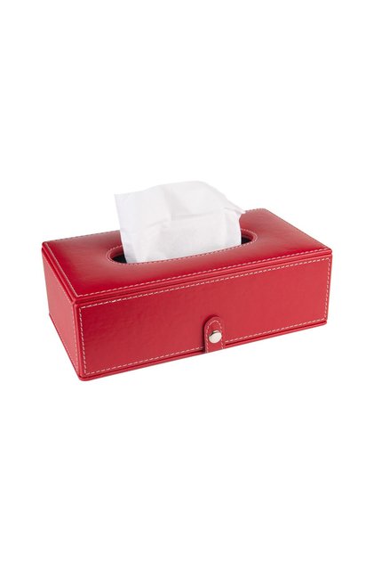 Red Faux Leather Napkin Holder Tissue Box - 13*24*6 cm