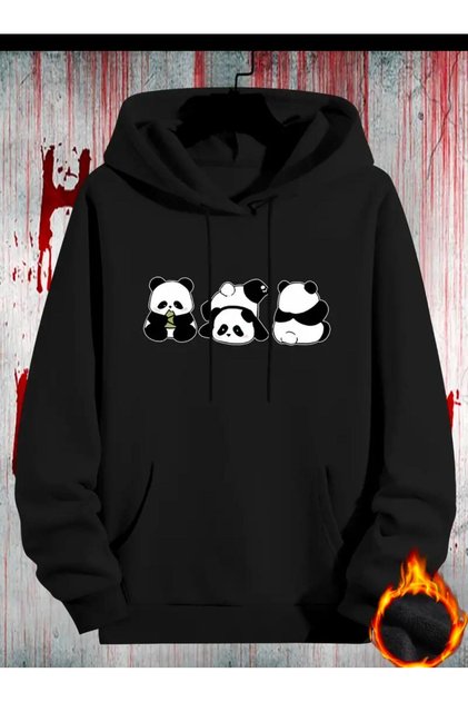 Cute Pandas Printed Hooded Sweatshirt