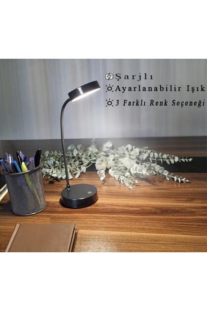 CT-8440 Berlin Dokunmatik Şarjlı Masa Lambası Dimlenebilir Işık Siyah Renk