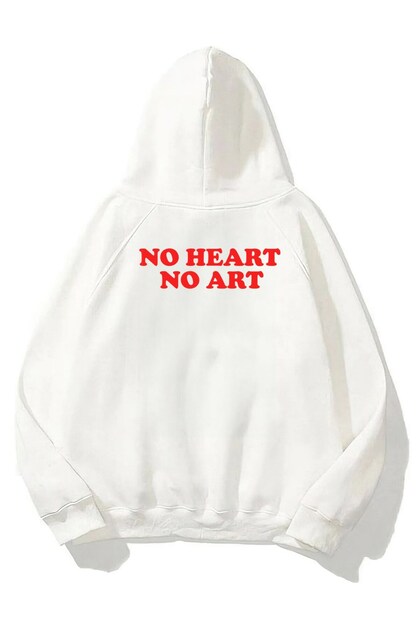 Unisex Oversize Sweatshirt Hoodie No Heart No Printed White – Hooded, Kangaroo Pocket, 3 Threads