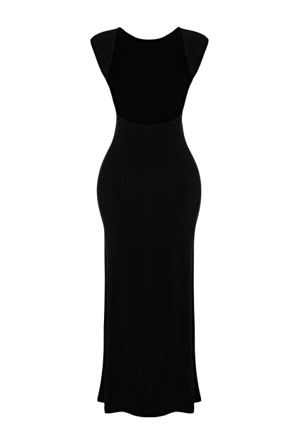 slim fit dress slacks Dressing Up Black One Shoulder Maxi Dress With Open Back Detail – Club L  London main image 0