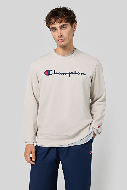 Champion Script Shop Crewneck Sweatshirt Bej Erkek Sweatshirt