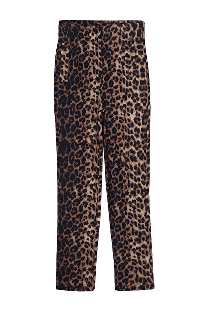 leopard print cigarette trousers Trendyol Collection Multi-Colored Leopard Print Cigarette Pants with High  Waist and Ankle Length