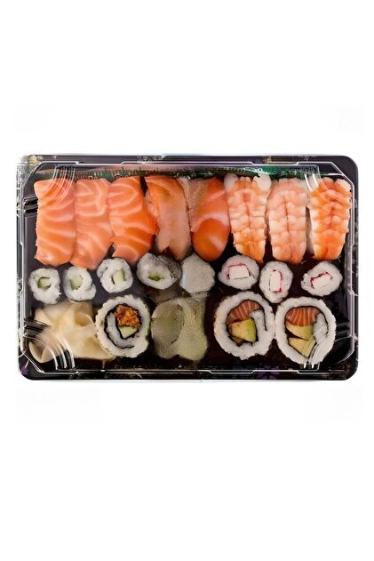 GİZPAK Sushi Kabı Plastik Servis Seti Büyük 13x21cm 100 ADET