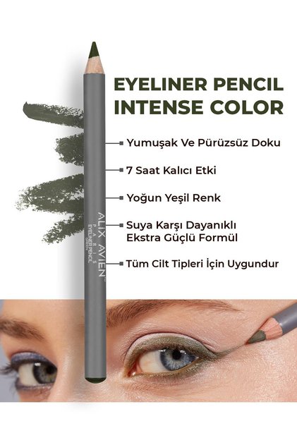 Suya Dayanıklı Yoğun Pigmentli Kremsi Kolay Sürüm Yeşil Göz Kalemi - Eyeliner Pencil Green