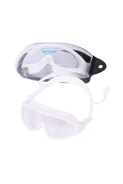 Premium Swimming Goggle | Anti-fog & Uv Protection | White | Big Frame | Hard Case