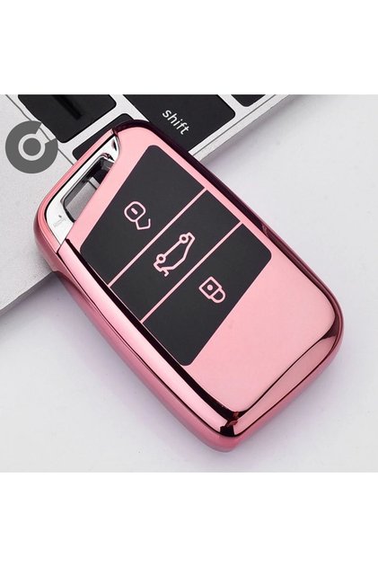 Volkswagen Passat Golf Arteon Tiguan Glossy Tpu Key Case Cover (Rose - Without Sustas)