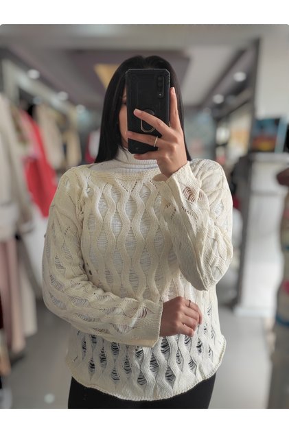 Women's Openwork Slit Slim Sweater
