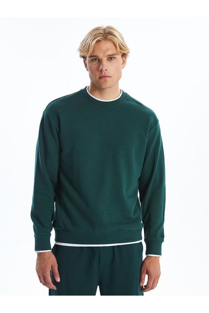 Lcw Casual Crew Neck Embroidered Long Sleeve Men's Thick Sweatshirt
