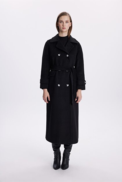 Zühre Geniş Yaka Kürk Detaylı Siyah Kaban 13633 - Fiyatı, Yorumları