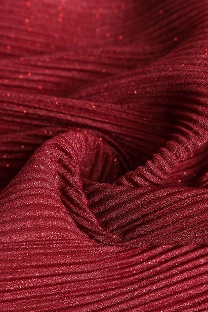 Violet Plain Pleated Burgundy Glitter Tulle