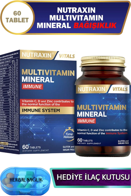 Multivitamin Mineral Immune Complex-Magnezyum-C-D-Zinc-Demir-B12-Kolin-İyot) 60 Adet Tablet