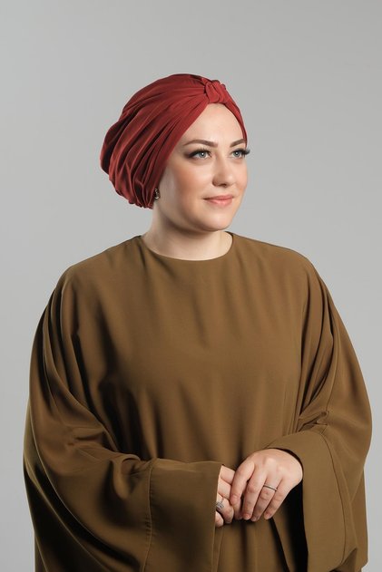 Kiremit Practical Ready-To-Wear Hijab Bonnet Sandy Pleated Casual 2121_05