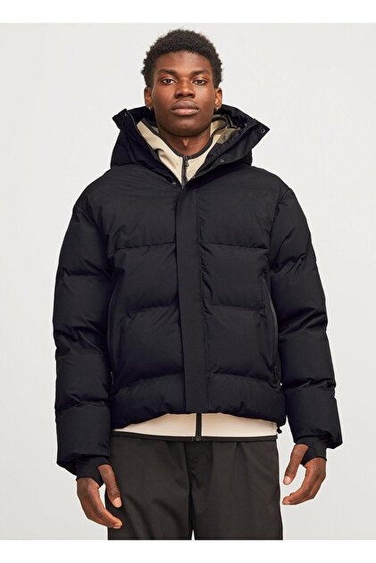 Jack & Jones Puffer Jacket Soğuk Geçirmez Siyah Erkek Şişme Mont