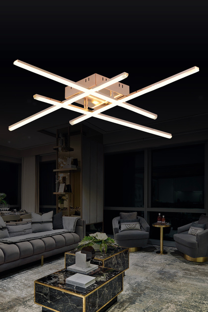Pl 06 4 Model Gold 3 Renkli Salon Ve Oturma Odası Için Ideal Alüminyum Avize, 10x55