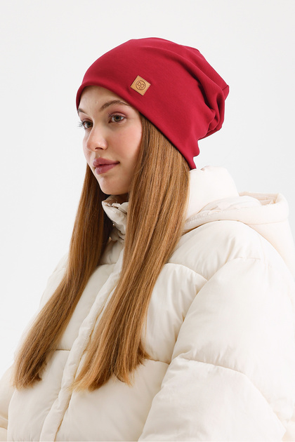 Burgundy Thermal 100% Cotton Soft 2 Styles in 1 Beanie Premium Cuts Series