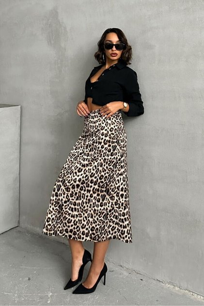 S:2 / M:2 / L:2 = 6 Adet | Leopar Leopar Desenli Etek F1811 - Leopar