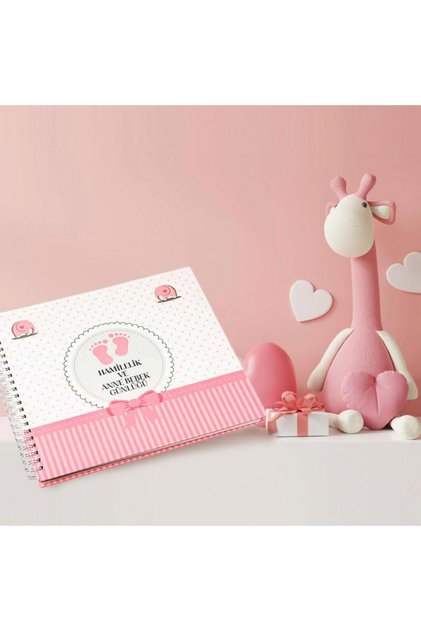 Hamilelik Ve Anne Bebek Günlüğü Pembe - Anı Defteri 20x23 Cm