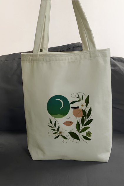 Printed Daily Beach Shopping Tote Cloth Bag with Quality Fabric Inner Pocket