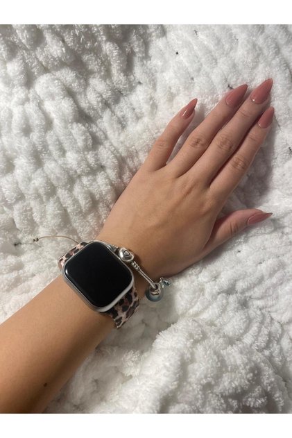 Apple Watch 42-44-45 mm Leopar Model Desenli Silikon Kordon