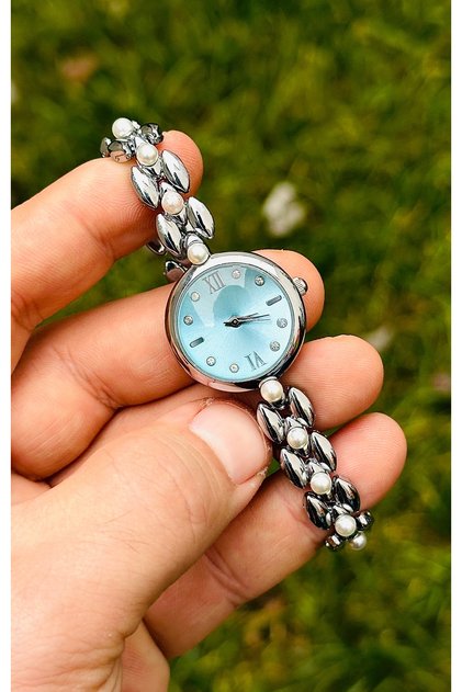 Pearl Grains Series - Women &Apos; S Wristwatch with Stones in Pearl Look