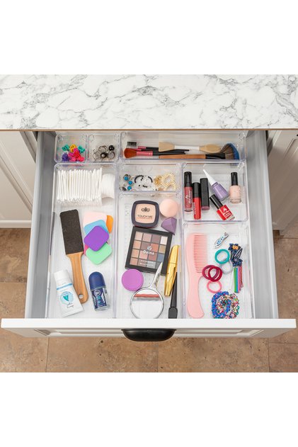 12-Piece In-Cabinet Jewelry Makeup Organizer - In-Drawer Organizer Settransparent Kids Items Organizer