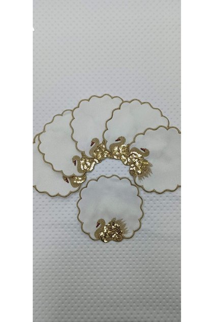 Cocktail Coffee Side Swan Sequin Yellow Presentation Napkin Set of 6