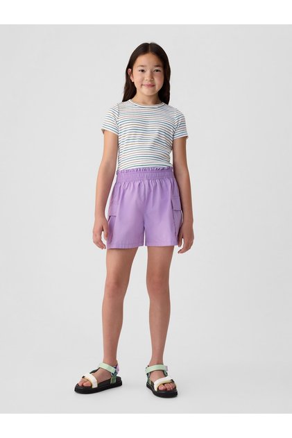Kız Çocuk Lila Mid Rise Utility Kargo Şort