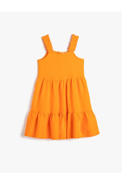 Plain Orange Girl's Long Dress 3skg80075aw