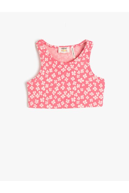 Half Tank Top Sleeveless Floral Tight Fit