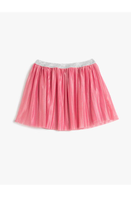 Mini Skirt Pleated Lined Shiny Elastic Waist
