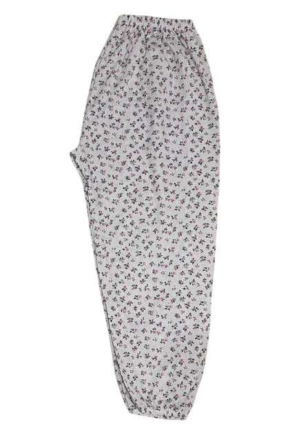 Women's Winter Mother Patterned Long Elastic Waist Combed Cotton Sleepwear Ankle Elastic