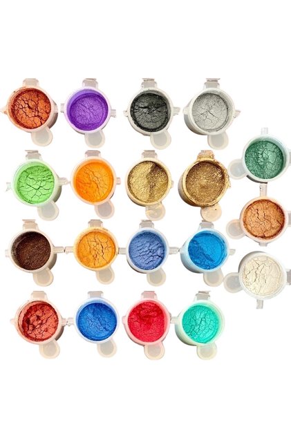 19 Renk Inci Tozu Seti Tırnak Oje Inci Tozu Epoksi Pigment Boya Epoksi Reçine Mum Beton Taş