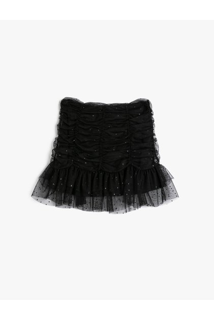 Tulle Skirt Glitter Detailed Lined Gathered
