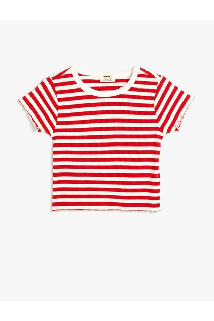 T-Shirt Short Sleeve Round Neck Ribbed Cotton