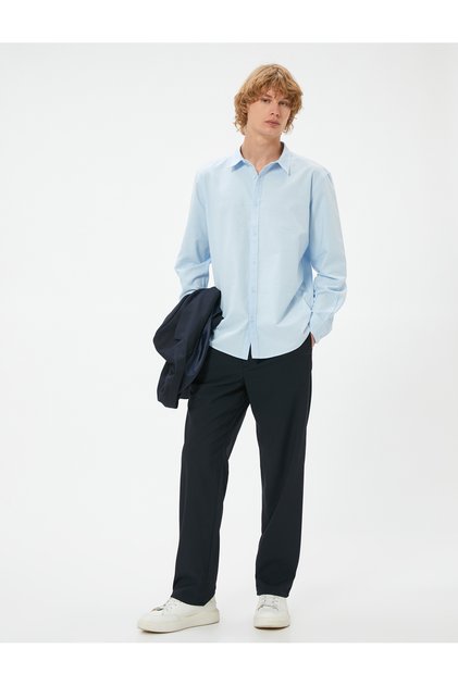 Basic Shirt Classic Collar Buttoned Long Sleeve Cotton