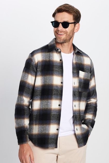 Men's Regular Fit Classic Cut Lumberjack Single Pocket Winter Shirt