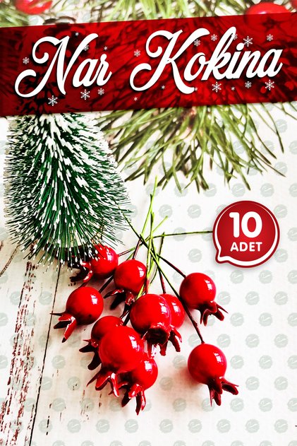 Yılbaşı Yapay Çiçek Kokina Mini Telli Berry Nar 10 Adet