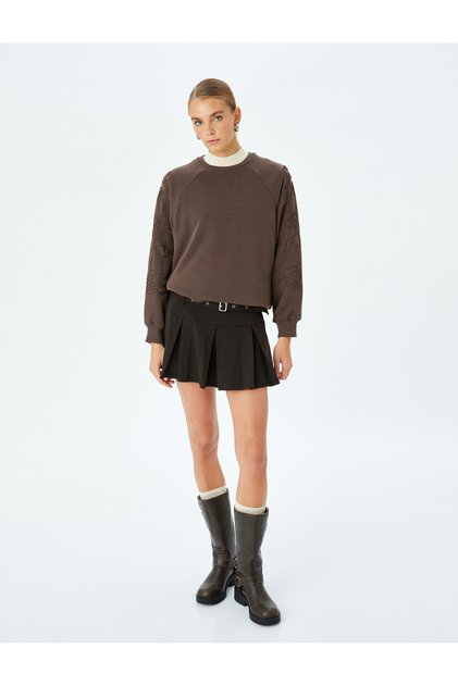 X Şahika Ercümen - Three Thread Crew Neck Oversized Sweatshirt with Stones