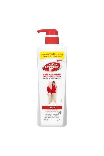 Lifebuoy Antibacterial Body Wash, Total 10, for 100% stronger germ protection* & hygiene, 700ml