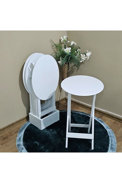 Çanta Sehpa Oval Model Ahşap MDF Dekoratif 4 lü Zigon